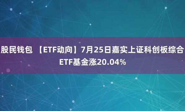 股民钱包 【ETF动向】7月25日嘉实上证科创板综合ETF基金涨20.04%